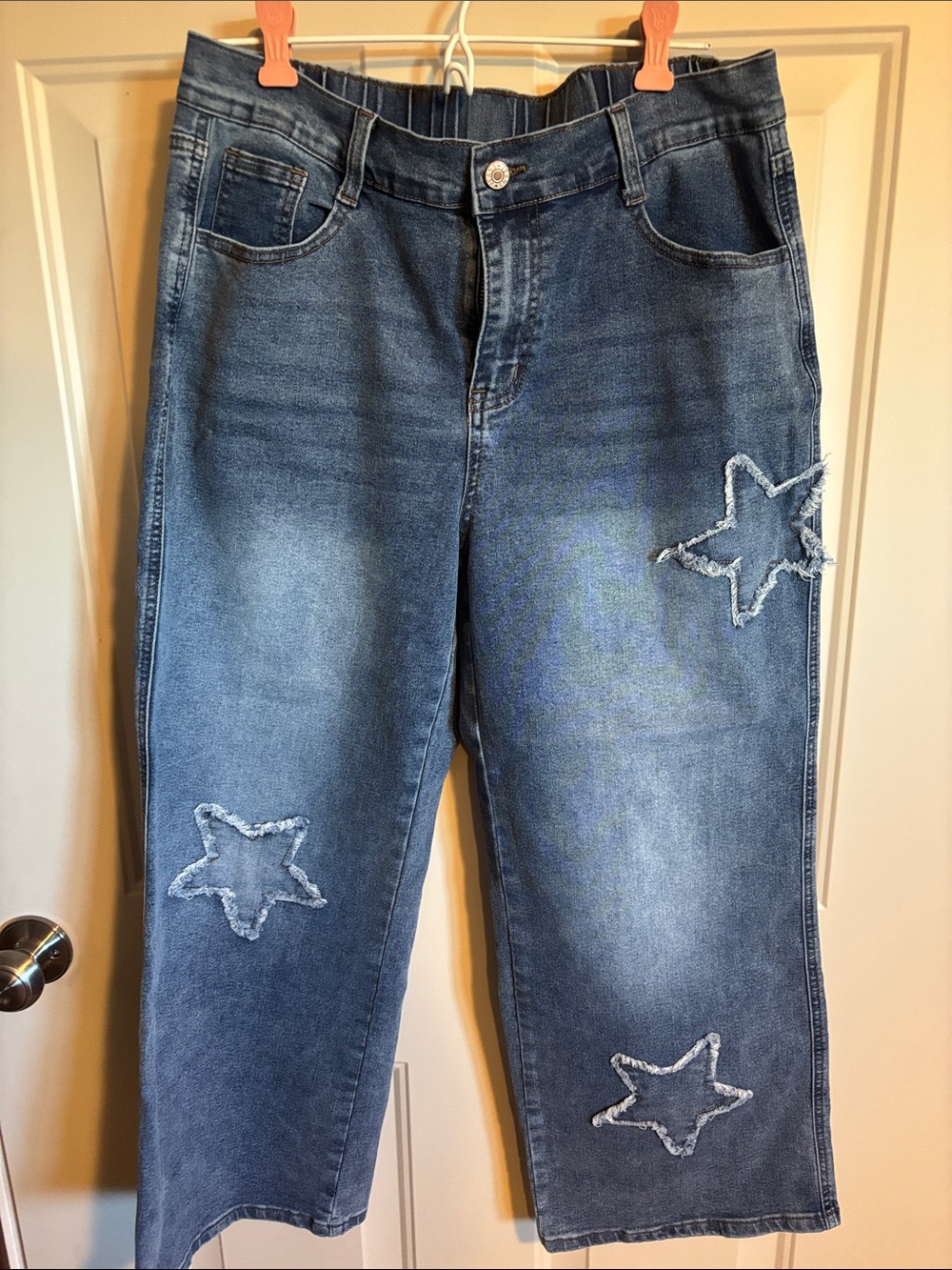 Blue Star Appliqué Wide Leg capris